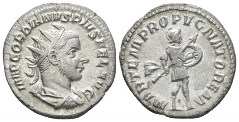 Gordian III, 238-244 Antoninianus circa 243-244, AR 21mm., 3.90g. Radiate, drape...