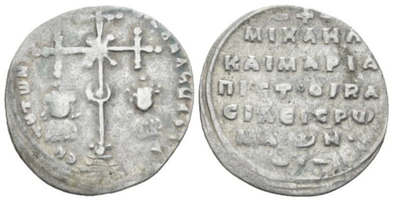 Michael VII Ducas, with Maria. 1071-1078. Miliaresion 1071-1078, AR 22mm., 1.56g...