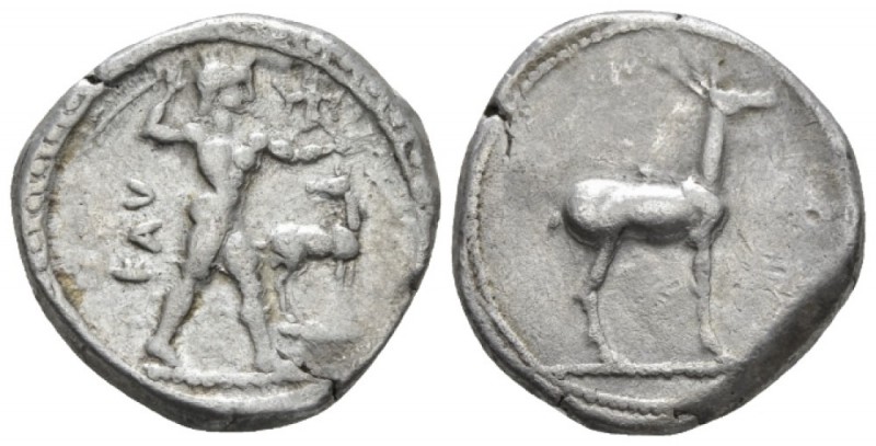 Bruttium, Caulonia Nomos circa 475-425, AR 21mm., 8.06g. Apollo, diademed, walki...