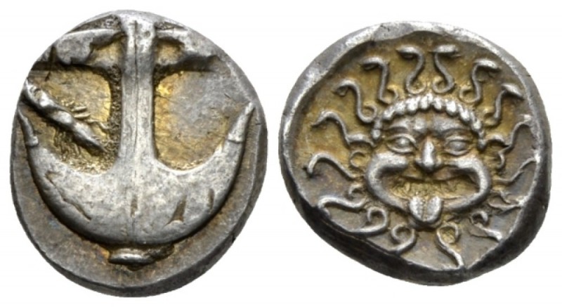 Thrace, Apollonia Pontica Drachm circa 450-400, AR 14mm., 3.39g. Anchor, crayfis...