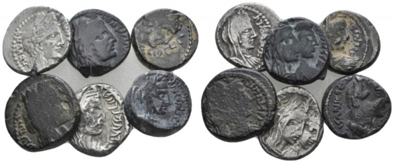 Kings of Nabathaea, Lot of 6 Drachms I cent., AR 15mm., 24.36g. Large lot of 6 d...