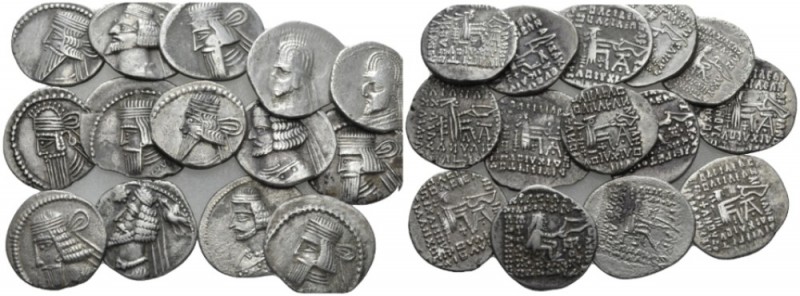 Parthia, Lot of 14 Drachms I cent, AR 20mm., 57.02g. Lot of 14 Drachms, includin...