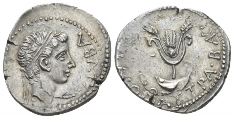 Mauretania, Juba II with Cleopatra Selene, 11-23. Caesarea Denarius circa 11-23,...