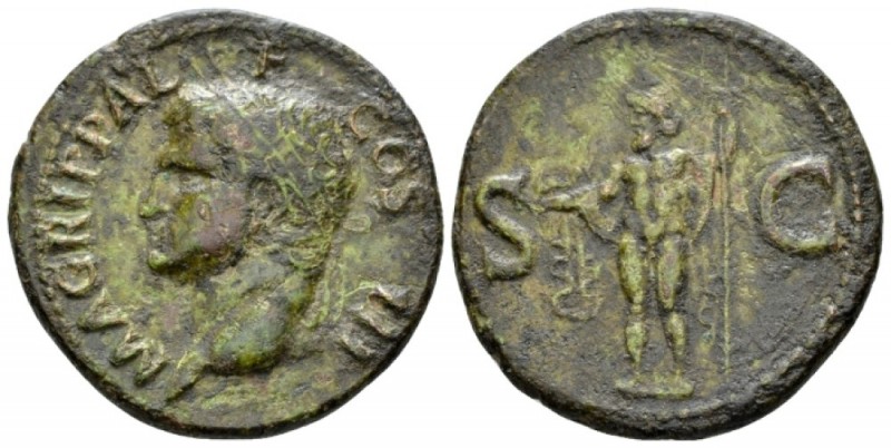 In the name of Agrippa As after 47, Æ 30mm., 11.45g. Head l., wearing rostral cr...