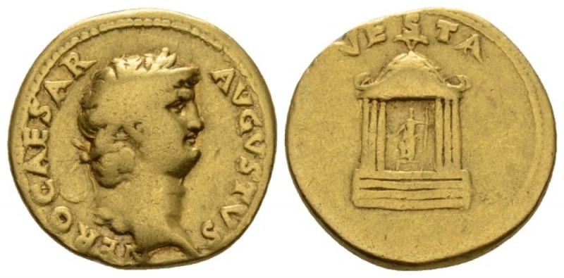 Nero, 54-68 Aureus circa 65-66, AV 18.6mm., 6.94g. NERO CAESAR – AVGVSTVS Laurea...