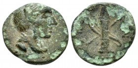 Sicily, Syracuse Bronze after 212, Æ 15mm., 1.93g. Sicily, after 212, Æ 14mm, 1.93g. Head of Apollo r. Rev. Quiver, bow and spear. BMC 718. Calciati 2...