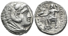 Kingdom of Macedon, Alexander III, 336 – 323 Amphipolis Tetradrachm circa 323-320, AR 26mm., 16.39g. Head of Herakles r., wearing lion skin headdress....