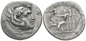 Kingdom of Macedon, Alexander III, 336 – 323 Alabanda Tetradrachm circa 165/164, AR 35mm., 15.55g. Head of Herakles r., wearing lion skin headdress. R...