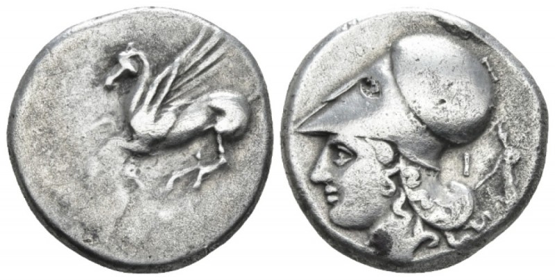 Corinthia, Corinth Stater circa 375-300, AR 20mm., 8.35g. Pegasus flying l. Rev....