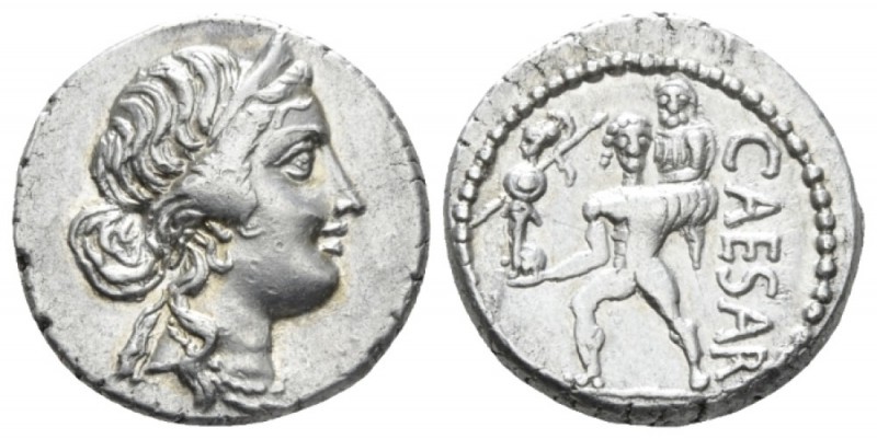 C. Iulius Caesar. Denarius Asia 48-47, AR 17.5mm., 3.90g. Diademed head of Venus...