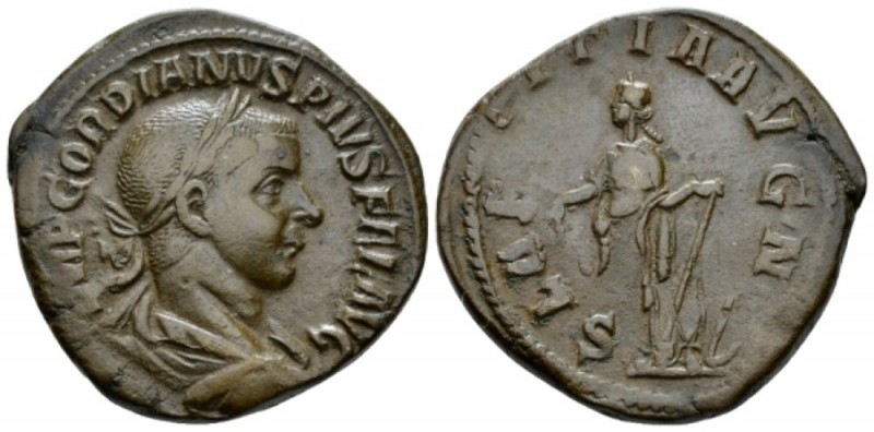 Gordian III, 238-244 Sestertius circa 240-244, Æ 31mm., 20.70g. Laureate, draped...