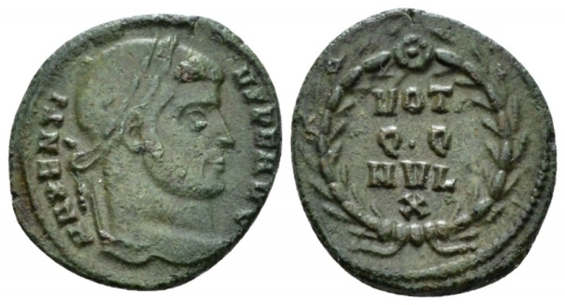 Maxentius, 306-312 Æ3 circa 310-312, Æ 17mm., 2.12g. Laureate head r. Rev. VOT/Q...