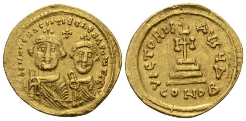 Heraclius and Heraclius Constantine, 610-641. Solidus circa 613-616, AV 20mm., 4...