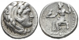 Kingdom of Macedon, Alexander III, 336 – 323 Babylon Tetradrachm circa 335-323, AR 25mm., 16.95g. Head of Heracles r., wearing lion-skin headdress. Re...