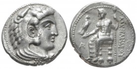 Kingdom of Macedon, Alexander III, 336 – 323 Byblos Tetradrachm circa 330-320, AR 23mm., 16.91g. Head of Heracles r., wearing lion-skin headdress. Rev...