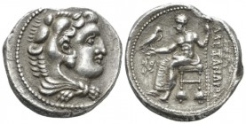 Kingdom of Macedon, Alexander III, 336 – 323 Side Tetradrachm circa 326-325, AR 24mm., 16.96g. Head of Heracles r., wearing lion's skin headdress. Rev...