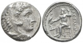 Kingdom of Macedon, Alexander III, 336 – 323 Soli Tetradrachm circa 325-318, AR 25mm., 16.38g. Head of Herakles r., wearing lion skin. Rev. Zeus seate...