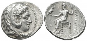 Kingdom of Macedon, Philip III Arridaeus, 323-317 Sidon Tetradrachm circa 323-317, AR 28mm., 16.84g. Head of Heracles r., wearing lion-skin headdress....