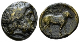 Thessaly, Gonnos Trichalkon circa 300, Æ 17mm., 7.23g. Head of Zeus r. Rev. Ram standing r.; above, ΓONN and in exergue, EΩN. BCD Thessaly 1045 var. (...