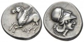 Epirus, Ambracia Stater circa 420-400, AR 20mm., 8.38g. Pegasus flying l. Rev. Head of Athena r. Calciati –.

Very rare, an almost insignificant scr...