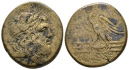 Pontus, Amaseia Bronze circa 85-65, Æ 26mm., 19.95g. Laureate head of Zeus r. Rev. Eagle standing l. on thunderbolt, head r. SNG BM Black Sea -. HGC 7...