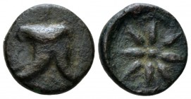 Pontus, Amisus Bronze circa 130-100 Time of Mithradates VI,, Æ 15mm., 2.85g. Leather cap. Rev. Star and crescent. SNG BM Black Sea 983.

Dark green ...