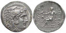 Kingdom of Pontus, Mithradates VI Eupator, circa 120-63 BC. Mesembria Tetradrachm circa 120-105, AR 32mm., 16.22g. Head of Heracles r., wearing lion-s...