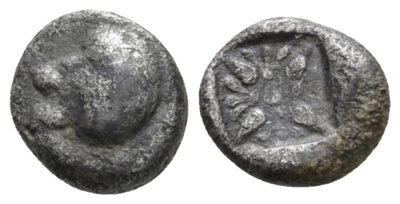 Ionia, Miletus Diobol circa 510-494, AR 8mm., 1.03g. Head of lion l. Rev. Star w...