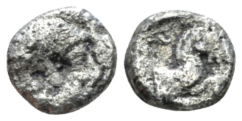 Arabia Felix, Gaza (‘Azah) Obol mid V century-333 BC, AR 7mm., 0.73g. Janiform f...