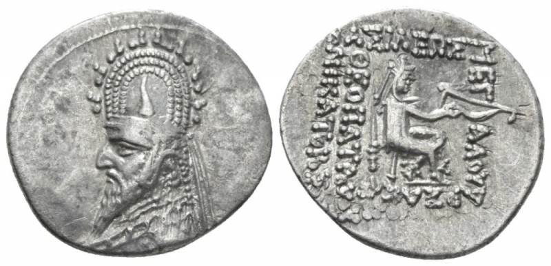 Parthia, Sinatruces, 93/2-70/69 Rhagai Drachm circa 93-69, AR 21mm., 3.97g. Bust...