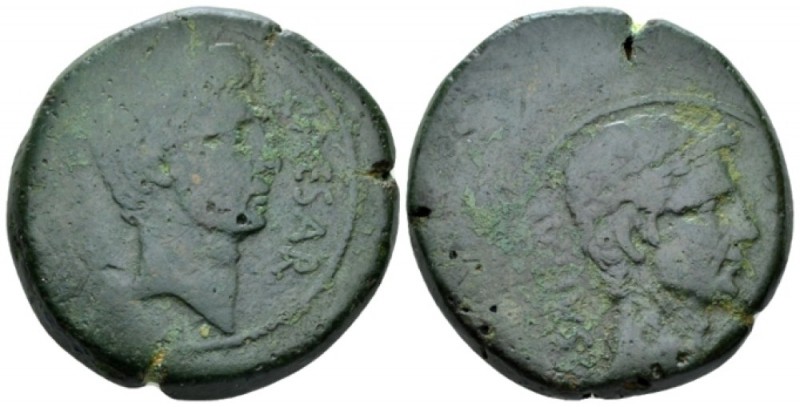 C. Caesar Octavianus. Bronze Italy 38, Æ 32.1mm., 24.65g. CAESAR – DIVI·F Bare h...