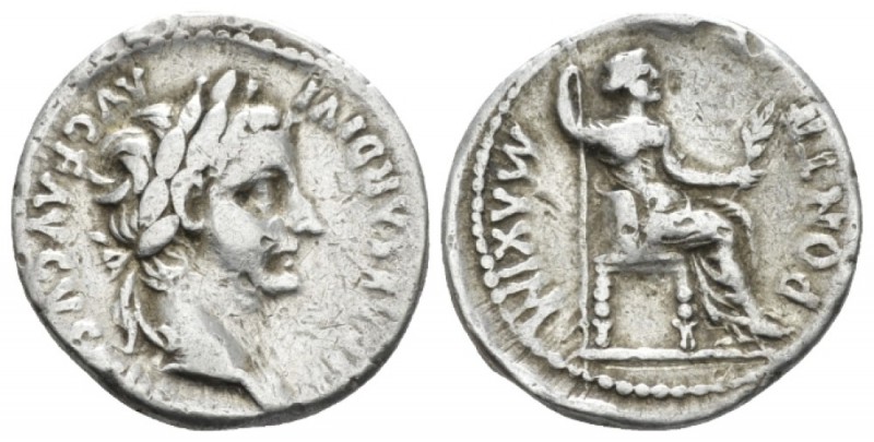 Tiberius, 14-37 Denarius Lugdunum circa 14-37, AR 19mm., 3.61g. Laureate head r....