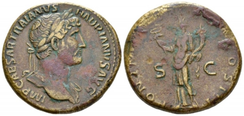 Hadrian, 117-138 Sestertius circa 119-120, Æ 34mm., 26.48g. Laureate bust r., wi...