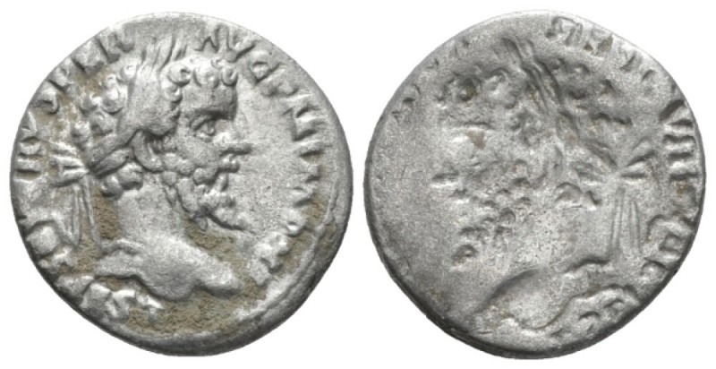 Septimius Severus, 193-211 Brockage Denarius Laodicea circa 198, AR 18mm., 2.88g...