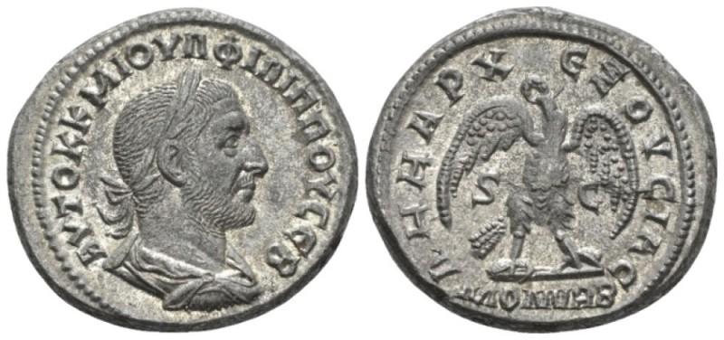 Philip I, 244-249 Tetradrachm Antioch circa 246, billon 26.4mm., 12.35g. Laureat...