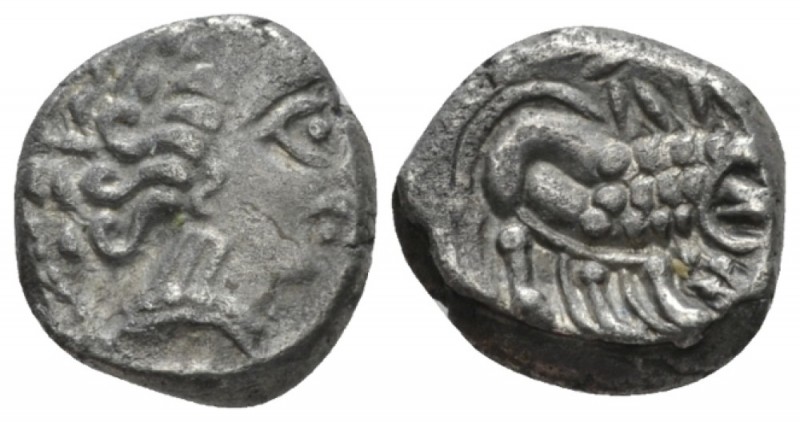 Gallia, Massalia Drachm circa II cent., AR 13.6mm., 2.63g. Celticized head of Di...