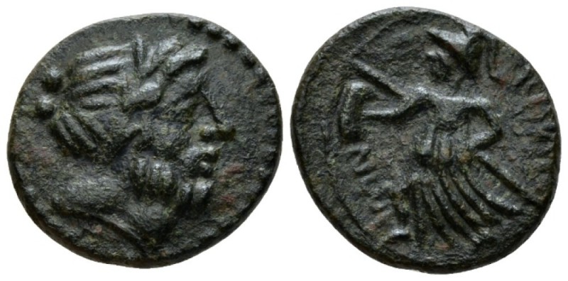 Apulia, Caelia Sextans circa 220-150, Æ 19mm., 5.78g. Laureate head of Zeus r. R...