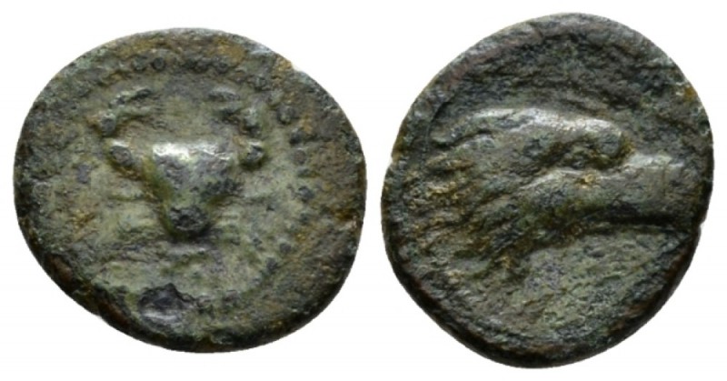 Sicily, Agrigentum Onkia circa 338-287, Æ 13.5mm., 1.67g. Crab; below, monogram....