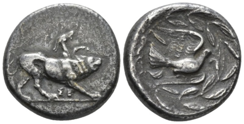 Sicyonia, Sicyon Stater circa 431-400, AR 23mm., 11.63g. Chimaera advancing righ...