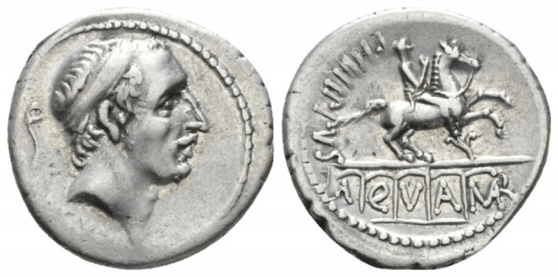 L. Marcius Philippus. Denarius circa 56, AR 18.8mm., 3.86g. Diademed head of Anc...