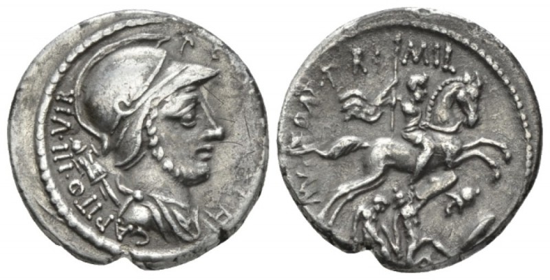 P. Fonteius P.f. Capito and T. Didius. Denarius circa 55, AR 18.5mm., 3.90g. P·F...