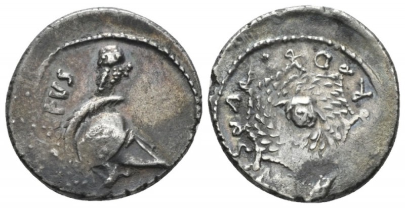 Mn. Cordius Rufus. Denarius circa 46, AR 19mm., 3.79g. RVFVS Owl perched on Cori...