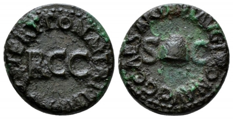 Gaius, 37-41 Quadrans circa 40-41, Æ 17mm., 3.30g. C CAESAR DIVI AVG PRON AVG ar...