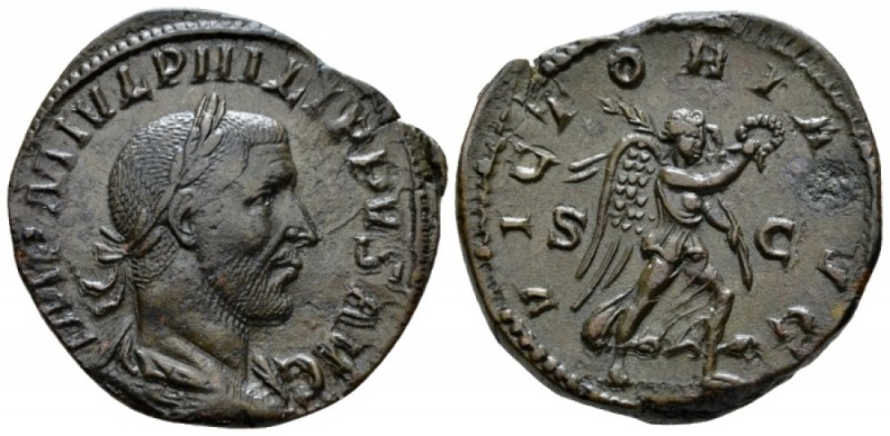 Philip I, 244-249 Sestertius circa 244-247, Æ 30mm., 20.99g. Laureate, draped an...