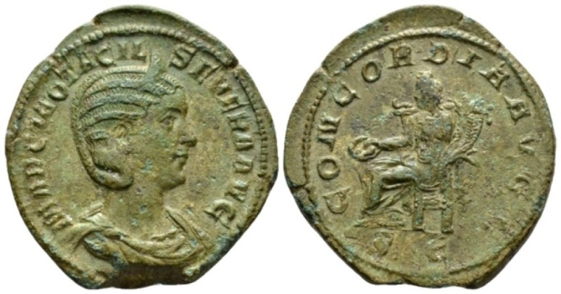 Otacilia Severa, wife of Philip I Sestertius circa 244-249, Æ 30mm., 16.07g. Dia...