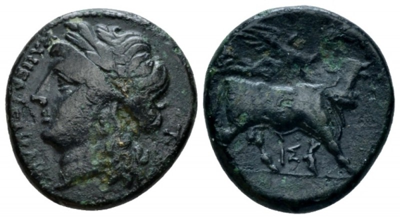 Campania, Compulteria Bronze circa 265-240, Æ 19mm., 4.00g. Laureate head of Apo...