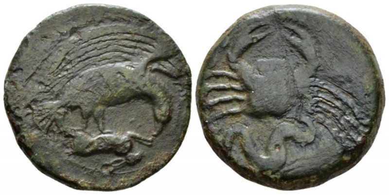 Sicily, Agrigentum Hemilitron Circa 420-406, Æ 27mm., 13.00g. Eagle with spread ...