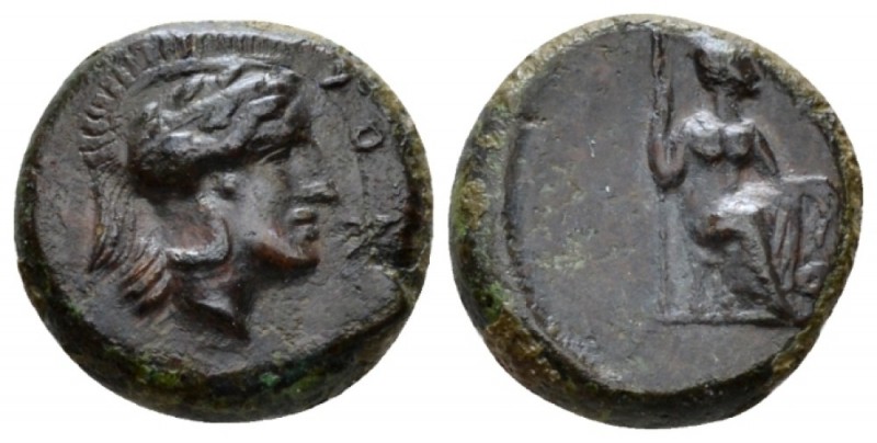 Sicily, Atha… Tetras circa 357-336, Æ 16mm., 3.56g. Head of Athena r., wearing c...