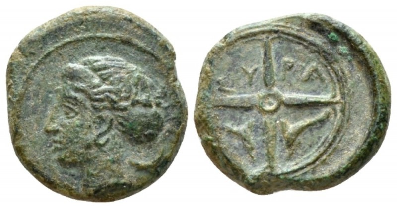 Sicily, Syracuse Hemilitron circa 410-405, Æ 18mm., 3.74g. Head of Arethusa l., ...