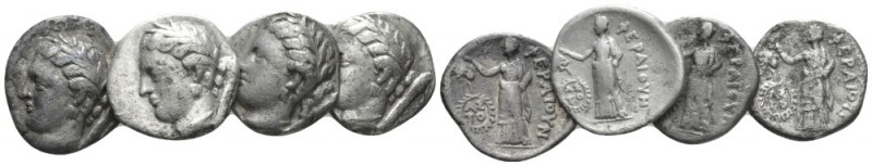 Thessaly, Pherae Lot of 4 Hemidrachms circa 302-286 BC., AR -mm., 10.52g. Laurea...